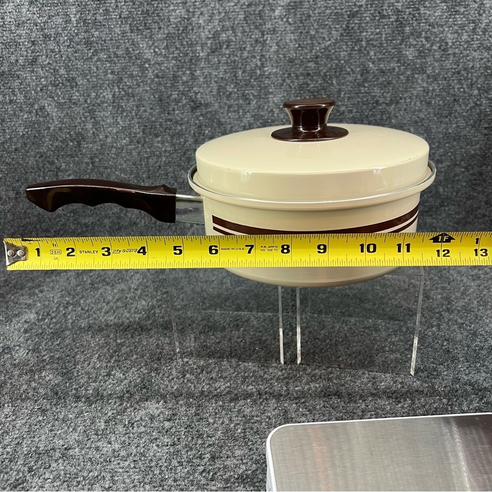 New Masterbilt By MIRRO 2 Quart Covered Saucepan Pan Pot Almond Brown Vintage - Picture 8 of 10